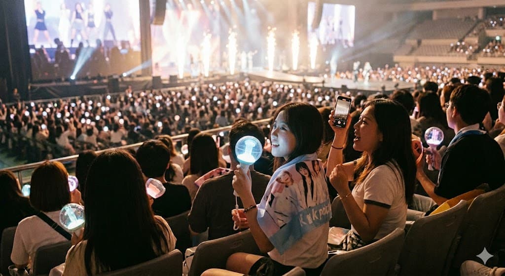 Scene-driven destination marketing example with live entertainment audience and destination experience context.