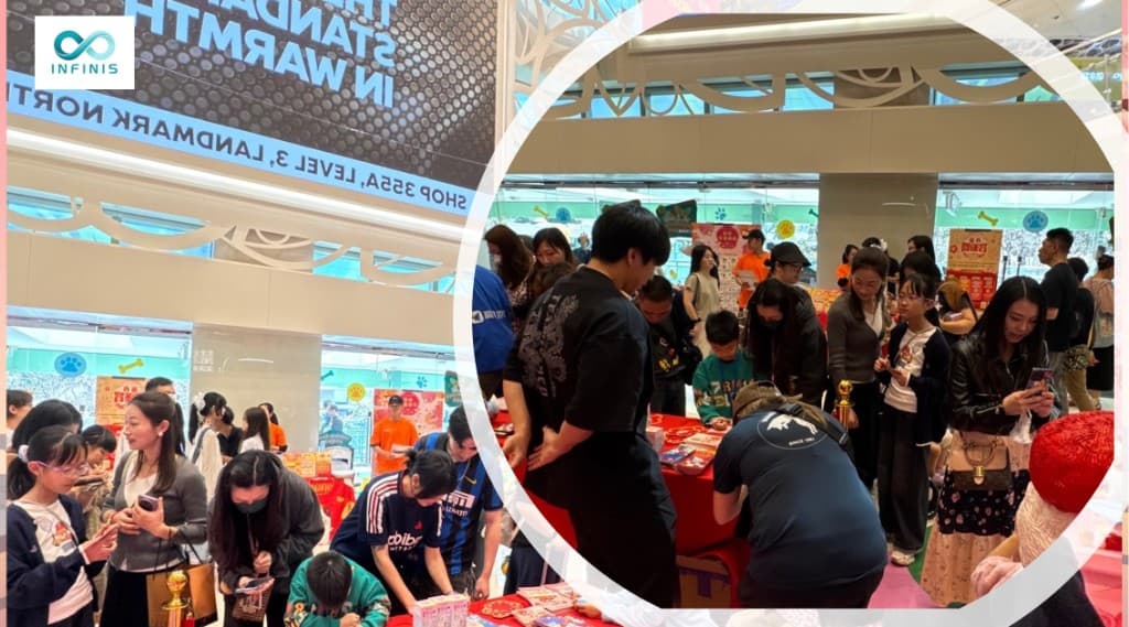 Campaign props and photo spots in pink thematic setup